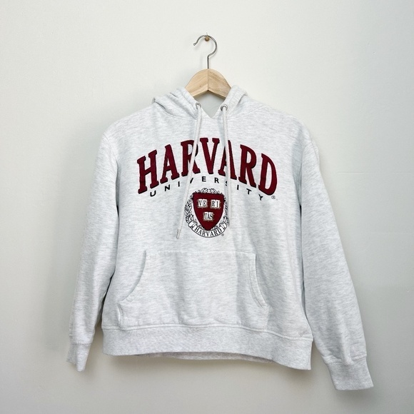 H&M HAVARD Heather Grey and Burgundy Hoodie Sweatshirt Small - Picture 8 of 8